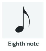 Image of an ⅛ note in the US. Same as a quaver note in the UK.