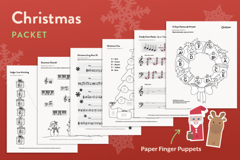 Learn Christmas Songs on Piano with our Christmas Packet.