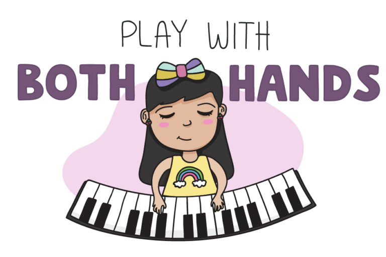 Playing piano with both hands