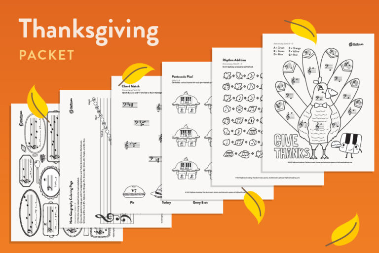 Learn Thanksgiving Piano Music in Our Free Thanksgiving Packet.