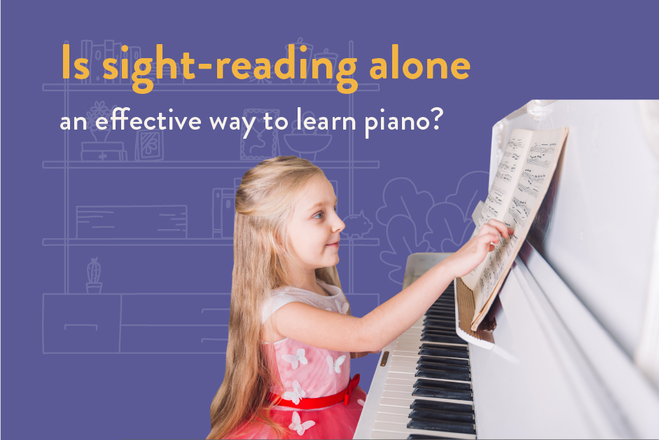 young piano player reading music