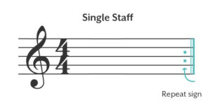 A single staff with a repeat sign.