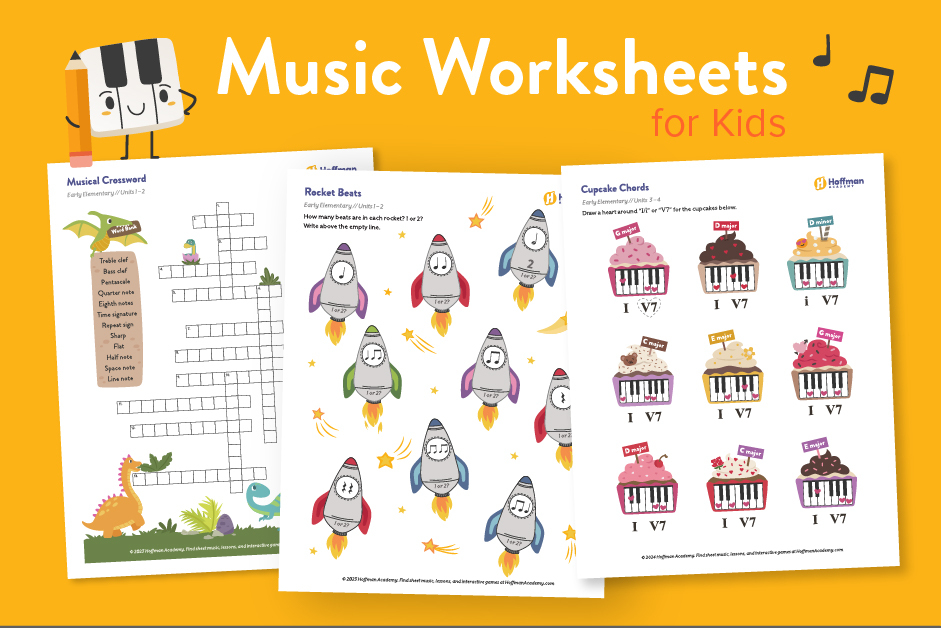Music worksheets for kids.