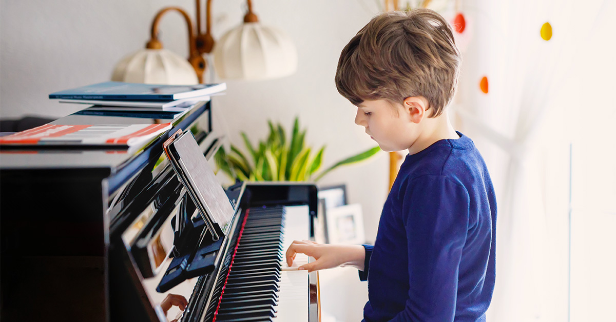 A piano student practicing.