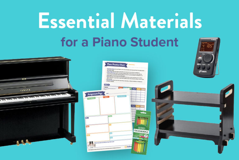 Essential materials for a piano student.