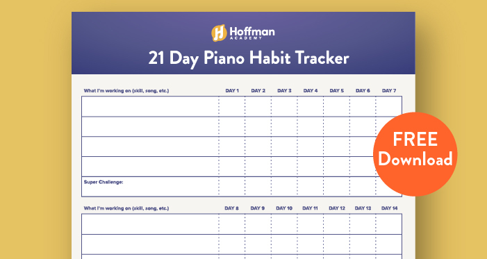 21 Day Piano Habit Tracker